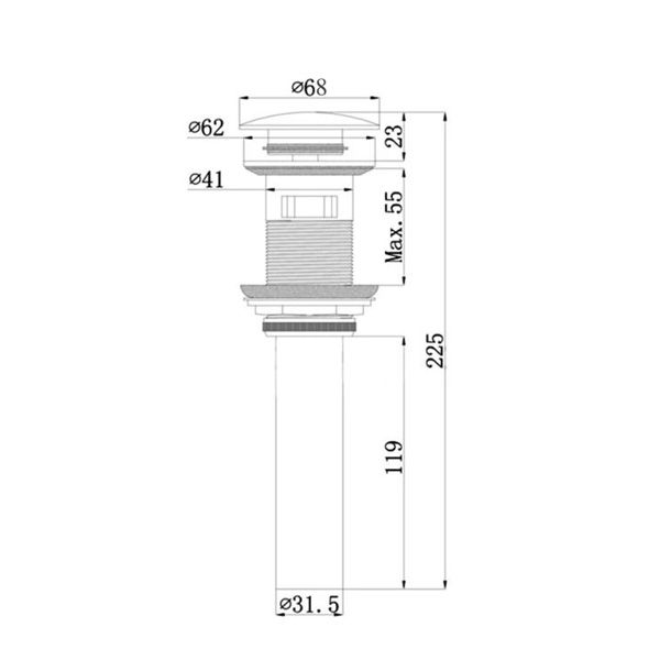 Донный клапан Comforty DK-01 MDH с керамическим верхом, графит матовый, 00-00007644