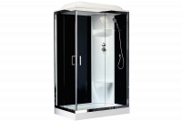 Гидромассажный бокс Royal Bath 120х80х217, черное/прозрачное стекло, хромированный профиль, правая, 