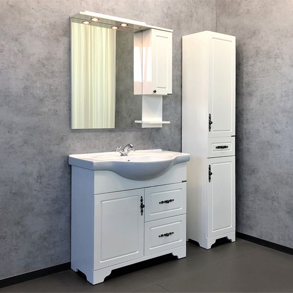 Тумба Comforty "Севилья-85" слоновая кость с раковиной Сенеж 87