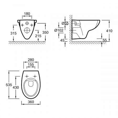Унитаз подвесной Jacob Delafon Patio, безободковый, белый, EDV102-00