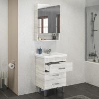 Тумба-умывальник Comforty Никосия-60Н дуб белый с раковиной Fest 60 F01