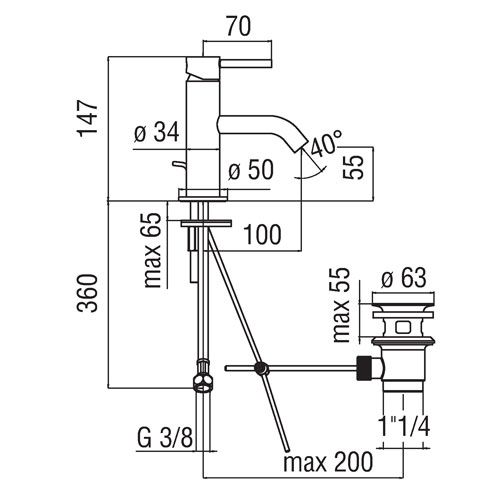 Смеситель Nobili ACQUERELLI для раковины, хром AQ93118/1CR