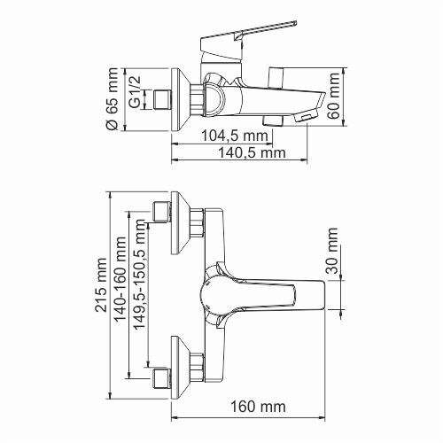 Смеситель для ванны WasserKRAFT Rhin 4400, 4401
