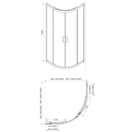 Душевая кабина Azario 900*900*2000, БЕЗ ПОДДОНА, серебро, AZ-ND2142 900