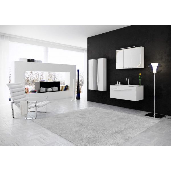 Тумба Clarberg Papyrus 120 с глянцевым умывальником Elegance 120 подвесная, цвет белый, PAP0112/E