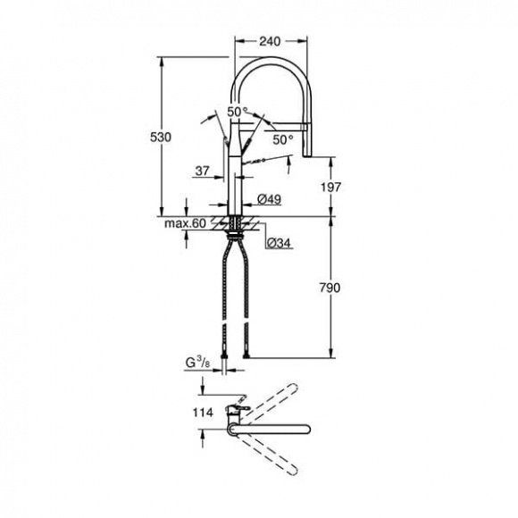 Смеситель для кухни Grohe Essence с профессиональной лейкой, хром, 30294000