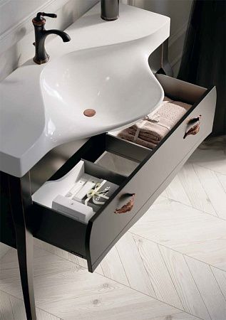 Тумба напольная Clarberg Borgia 110 с раковиной Brodway 110, цвет черный мат с патиной медь, BOR0111