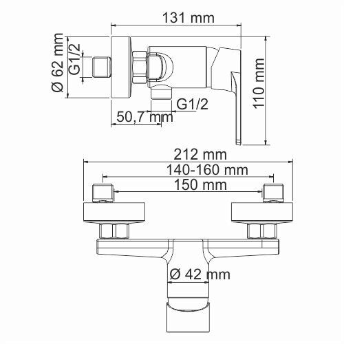 Смеситель для душа WasserKRAFT Dill 6100, 6102