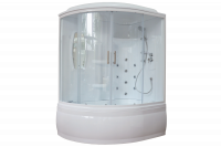 Гидромассажный бокс Royal Bath 150х100х225, прозрачное стекло, белый профиль, правая, RB 150ALP-T-R