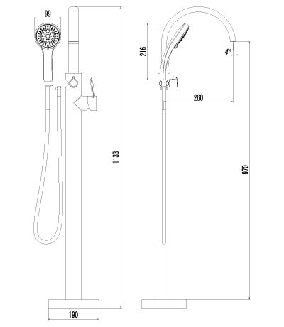 Смеситель для ванны Lemark ATLANTISS с ручным душем, LM3244C