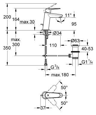 Cosmopolitan Смеситель для раковины, однорычажный Grohe Eurodisc 23049002