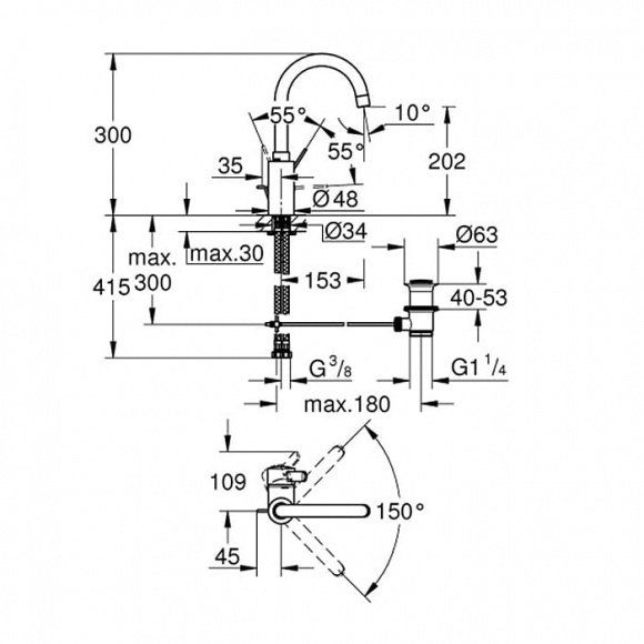 Смеситель для раковины Grohe Eurosmart Cosmopolitan, хром, 32830001