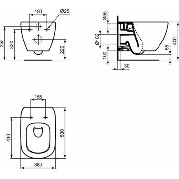 Комплект Ideal Standard Tesi AquaBlade инсталляция с подвесным унитазом, T386801