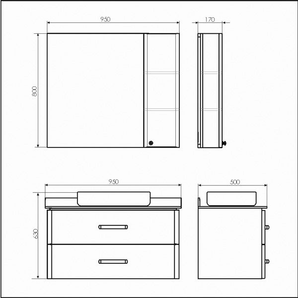 Тумба Comforty "Амстердам-95" белая с черной столешницей текстура брашированная древесина, с раковин