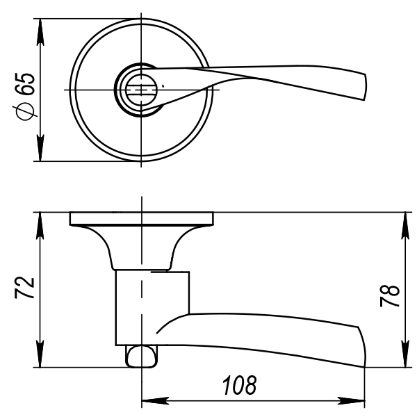 Ручка защелка Ajax DK610 SN-PS (6010 SN-P) (без фик.) мат. никель