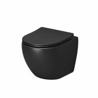 Унитаз подвесной Grossman Color 490х370х360 безободковый, черный матовый с тонкой крышкой, микролифт
