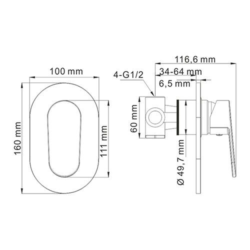 Смеситель для душа WasserKRAFT Donau 5300, 5351