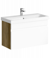 Тумба Aqwella "Smart" 80 подвесная, цвет дуб балтийский с раковиной MODUO 80 SLIM SRT0108DB