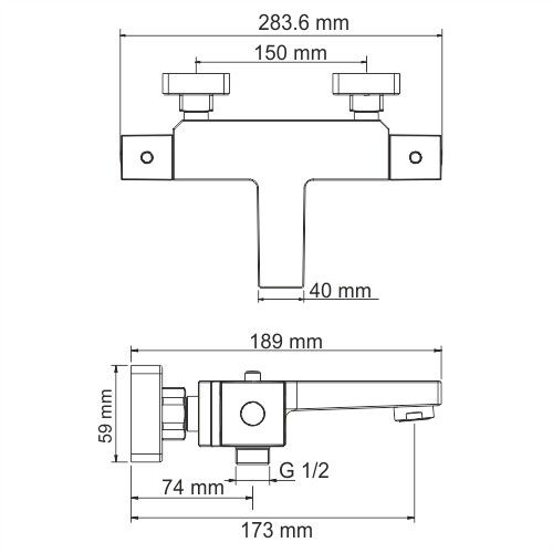 Смеситель для ванны WasserKRAFT Alme 1500, 1511 Thermo