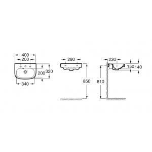 Раковина Roca DEBBA 400х320х140 мм, уст.компл., 7.3259.9.800.0