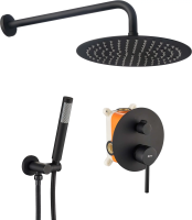 Душевая система Rea Lungo + BOX Black mat, встраиваемая, черный матовый, REA-P4100