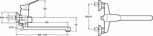 Смеситель для ванны Jacob Delafon Brive с поворотным изливом, хром, E78117-CP