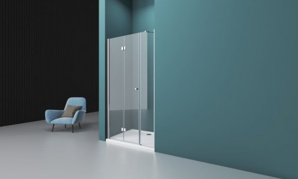 Душевая дверь BelBagno 1850x1950, прозрачное стекло, хромированный профиль, ALBANO-BS-13-90+100-C-Cr