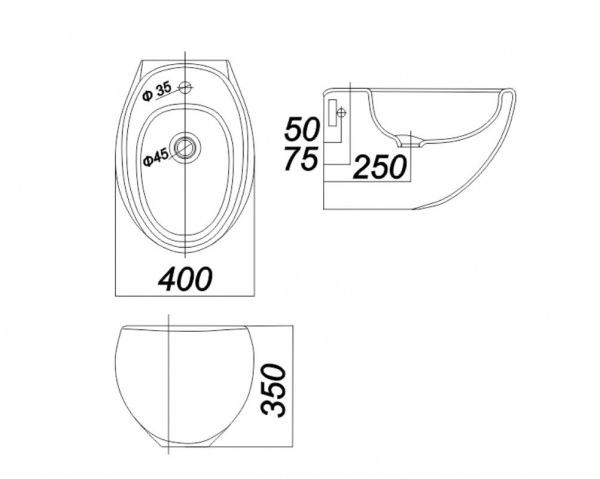 Биде подвесное Sanita Luxe Ringo /40*35/, RNGSLBI01