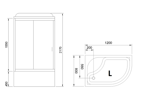 Гидромассажный бокс Royal Bath 120х80х217, матовое стекло, хромированный профиль, левая, RB 8120ВК2-