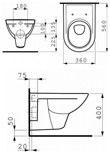 Унитаз подвесной  Laufen PRO,  8.2095.0.000.000.1