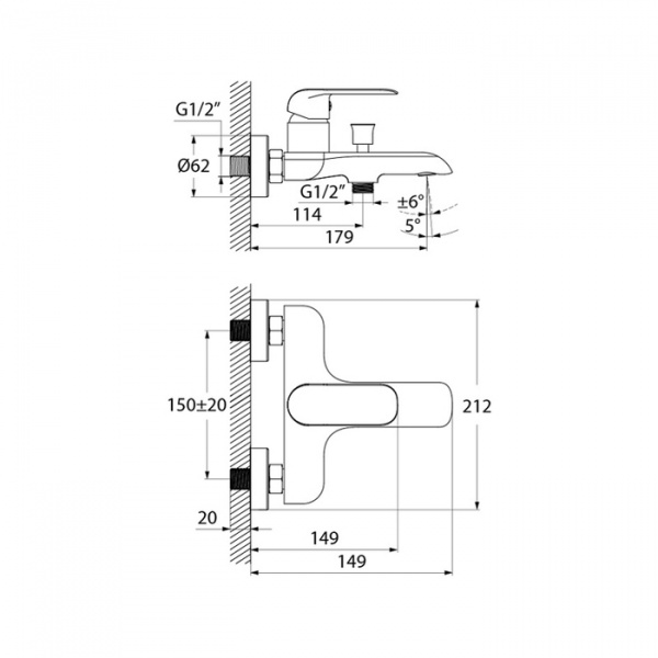 Смеситель для ванны IDDIS Calipso, CALSB00i02WA