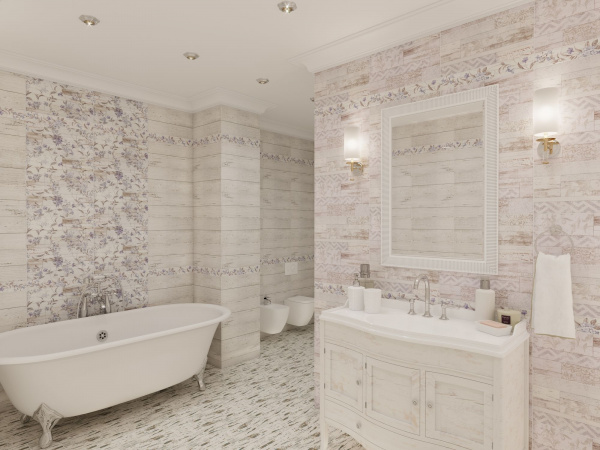 Керамическая плитка настенная Global Tile Сан-Ремо / San Remo Бел. 25x50  геометрия, GT13VG