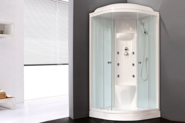 Гидромассажный бокс Royal Bath 90х90х217, белое/прозрачное стекло, белый профиль, RB 90HK7-WT