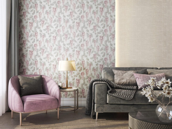 Обои виниловые Kerama Marazzi Эдем мотив, розовый светлый, KM5812
