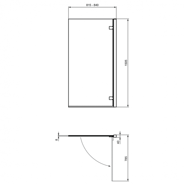 Шторка для ванны Ideal Standard I.Life 81,5х150 см правая, T4884EO