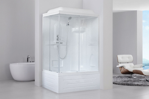Гидромассажный бокс Royal Bath 100х80х217, прозрачное  стекло, белый профиль, правая, RB 8100BP1-T-R