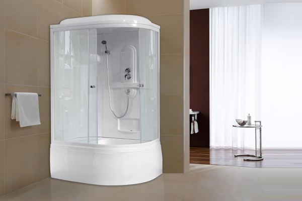 Гидромассажный бокс Royal Bath 120х80х217, прозрачное  стекло, белый профиль,  левая, RB 8120ВК1-T-L