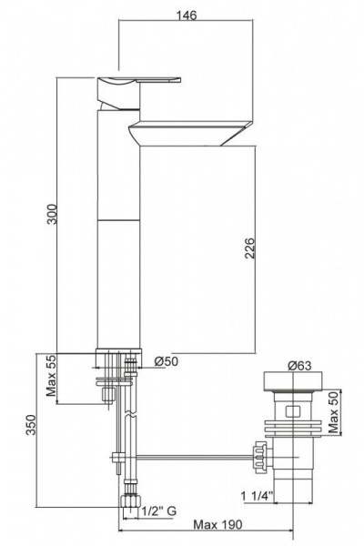 Смеситель для раковины Cezares GARDA-LC11, GARDA-LC11-01-Cr