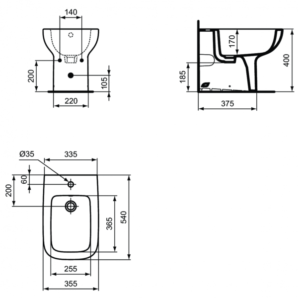 Биде напольное пристенное Ideal Standard i.life A, T472001