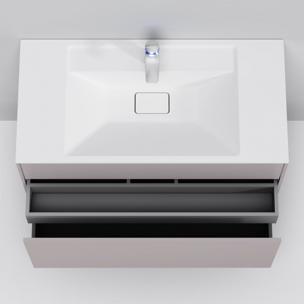 Тумба подвесная под раковину AM.PM INSPIRE V2.0 100 см, 3 ящика, push-to-open, элегантный серый, M50