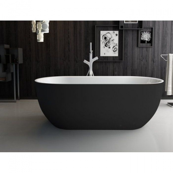 Ванна акриловая BelBagno 150*80 см, белая глянец, внешняя поверхность черная матовая, BB70-1500-800-