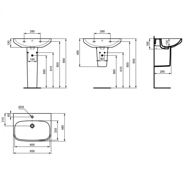 Раковина Ideal Standard IS i.life A 65 см, T470401