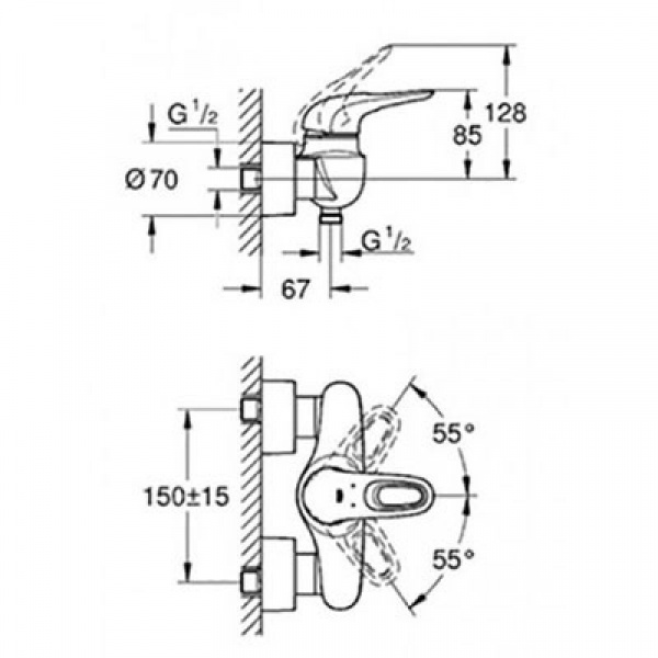 Смеитель для душа, однорычажный Grohe Eurostyle 33590LS3