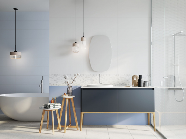 Керамическая плитка настенная Meissen Keramik Trendy  белый рельеф 25x75 TYU052