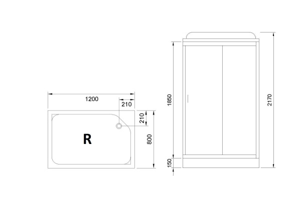 Гидромассажный бокс Royal Bath 120х80х217, матовое стекло, белый профиль, правая, RB 8120HP1-M-R