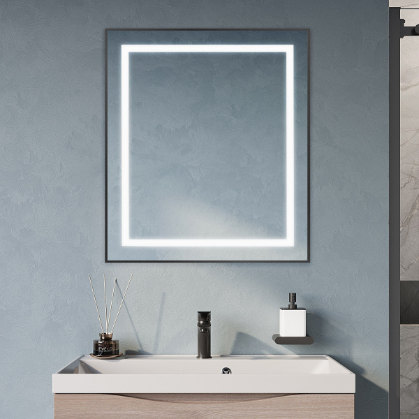 Зеркало BelBagno 70*80 см, в алюминиевой раме, SPC-KRAFT-700-800-SENS-NERO