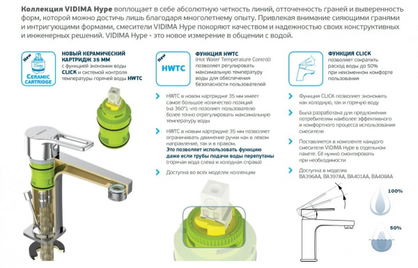 Смеситель Vidima Хайп / Hype для умывальника хром, BA408AA