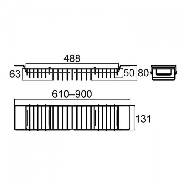Полка между бортов ванны Milardo, 102W000M44