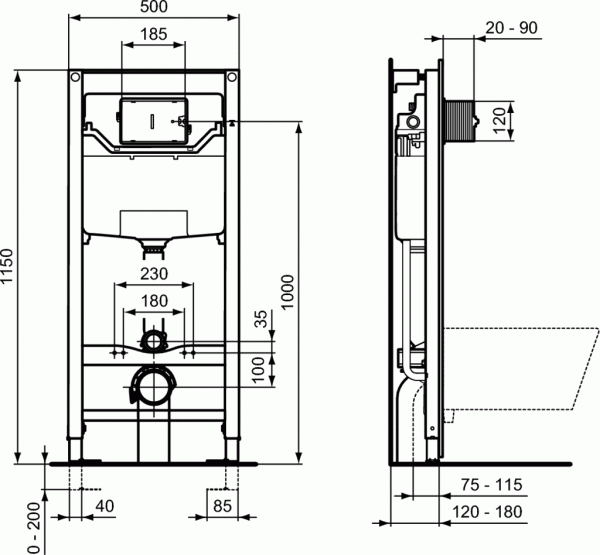 Встраиваемая инсталляция для монтажа подвесных унитазов Ideal Standard PROSYS FRAME 120 M, R020467