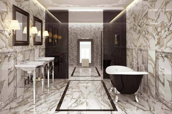 Вставка напольная Atlas Concorde Supernova Marble Frappucino Dark Bottone Lappato 7,3х7,3х1